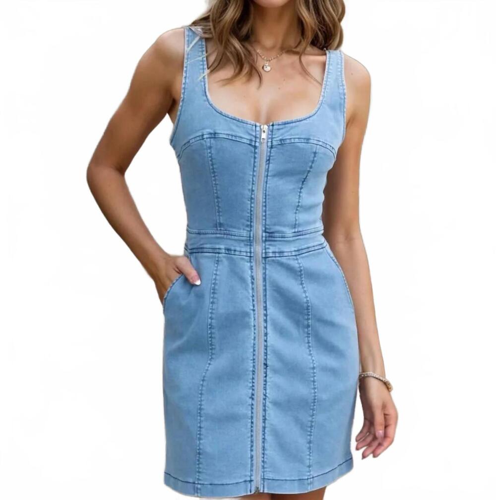 NEW VELVI jean mini dress in blue